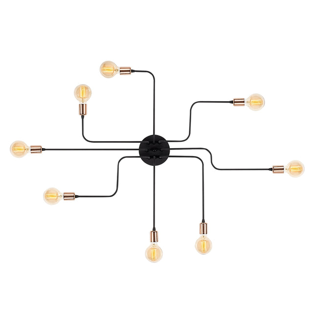 Rustik 8'li Spider Metal Plafonyer - Siyah