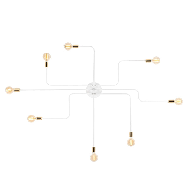 Rustik 8'li Spider Metal Plafonyer - Beyaz
