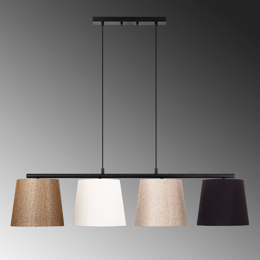 Abajurlu 4'lü Avize Metal - Çok Renkli