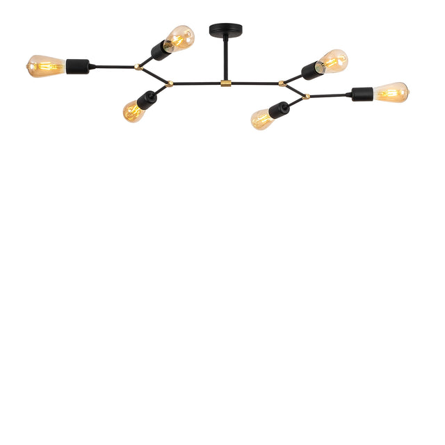 Sputnik 6'lı Metal Plafonyer - Siyah