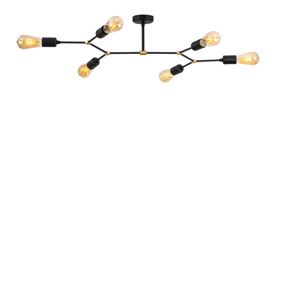 Sputnik 6'lı Metal Plafonyer - Siyah
