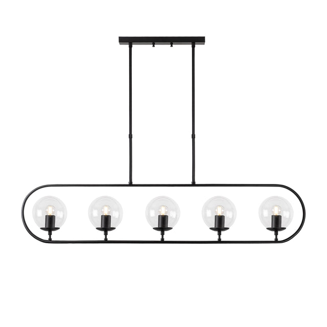 Küre Cam 5'li Oval Avize - Siyah