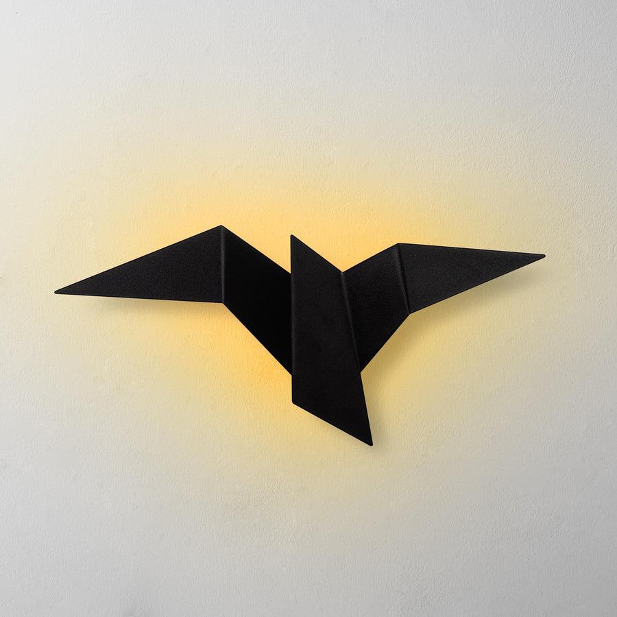 Origami Kuş Büyük Boy LED Aplik - Siyah