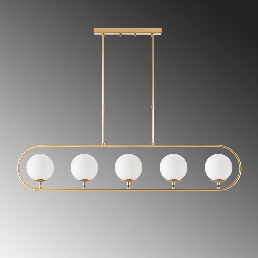 Küre Cam 5'li Oval Avize - Altin