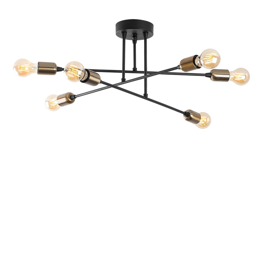 Sputnik 6'lı Metal Plafonyer - Siyah