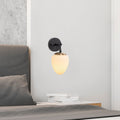 Camlı Oval Tekli Metal Aplik - Siyah