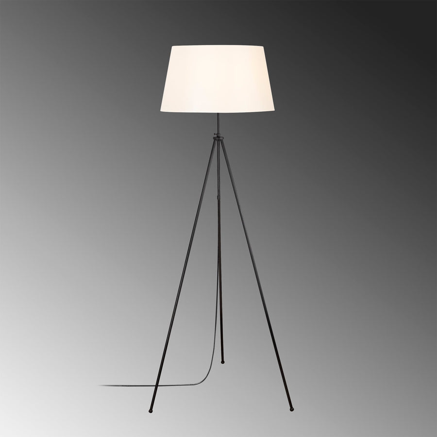 Abajurlu Tripod Modern Metal Lambader - Beyaz