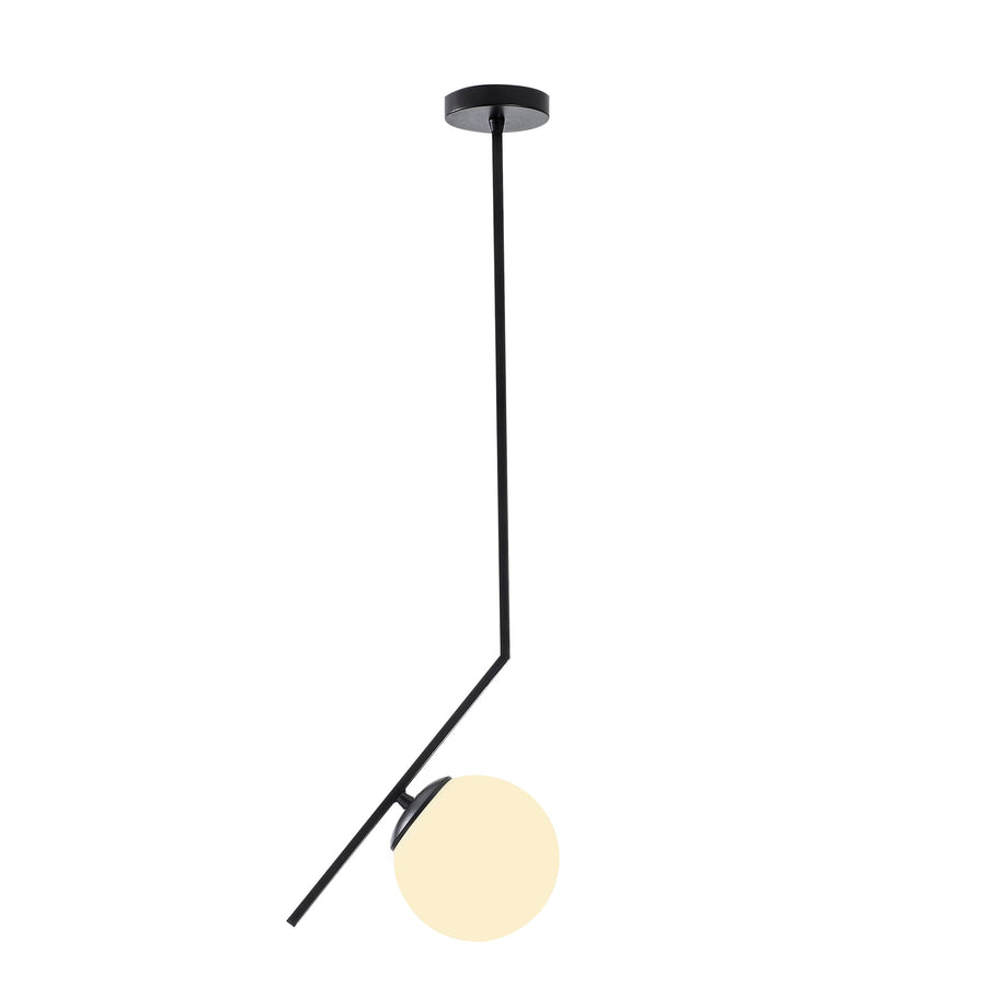 Küre Camlı Modern Metal Tekli Sarkıt - Siyah
