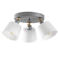 Yivli Cam 3'lü Yuvarlak Plafonyer Modern - Gri