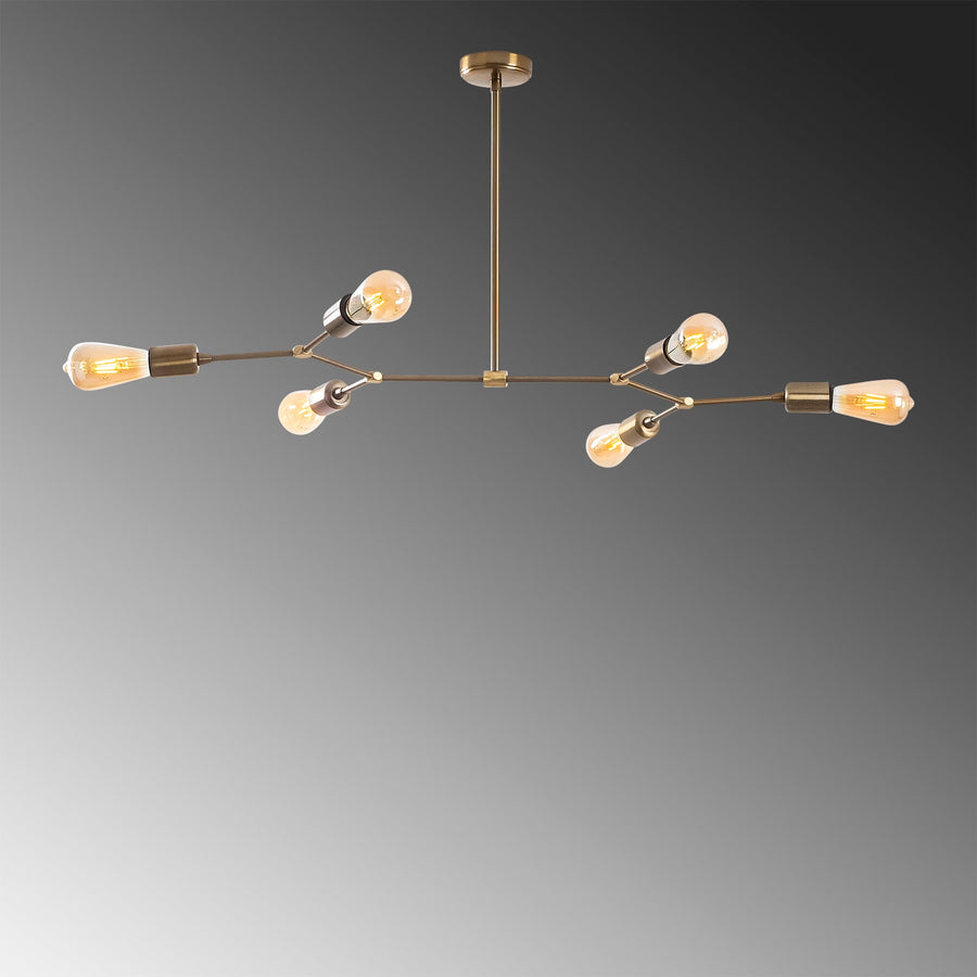 Sputnik 6'lı Metal Avize Eskitme - Altin