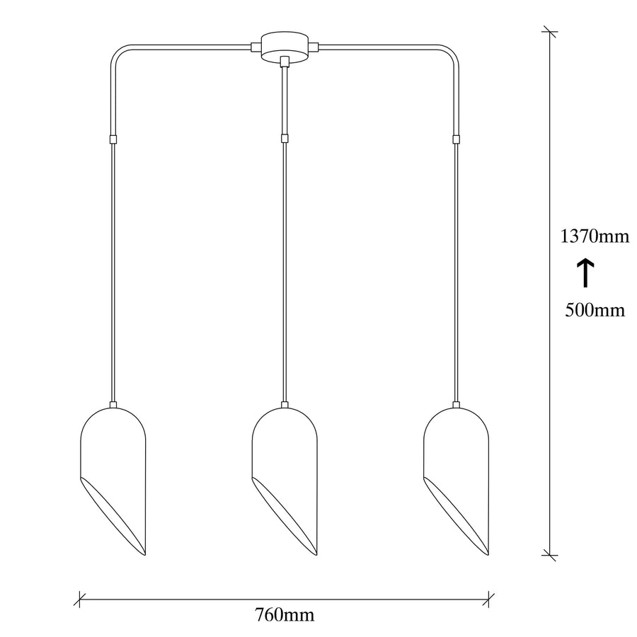 Metal 3'lü Sıralı Sarkıt Oval Şapka - Siyah