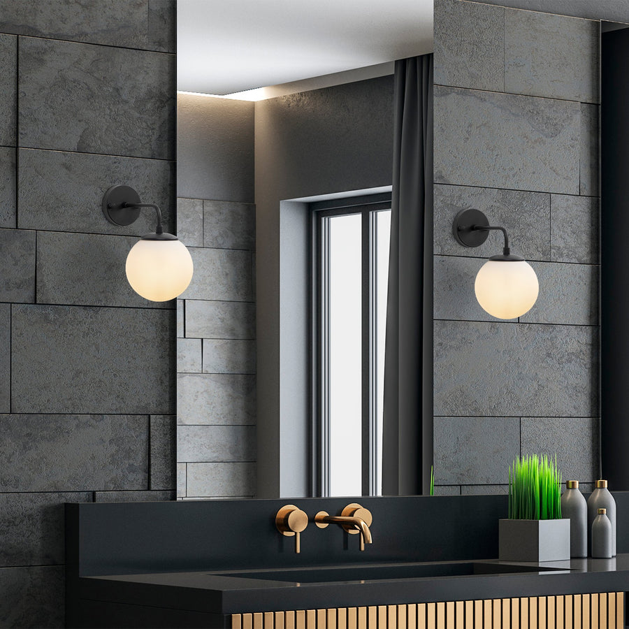 Cam Küre Tekli Aplik Metal Opal - Siyah