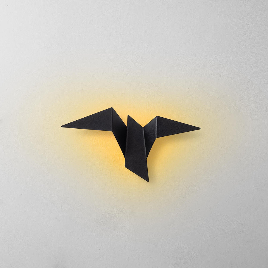 Origami Kuş Küçük Boy LED Aplik - Siyah
