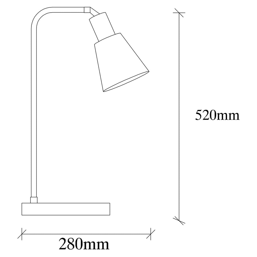Konik Başlıklı Tekli Masa Lambası Metal - Siyah