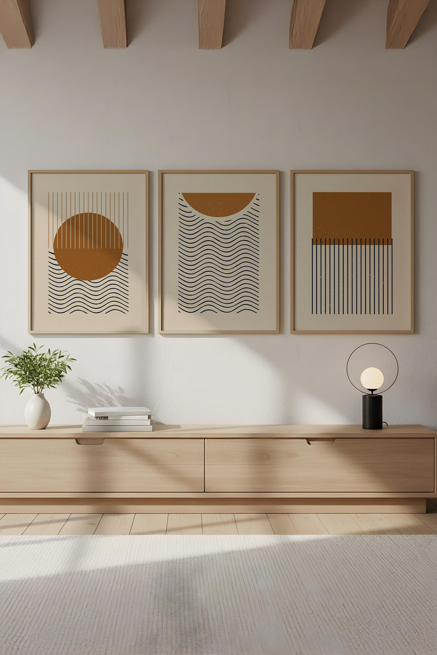 Geometrik Desenli Pastel Tablo Seti - Modern 3’lü Set | huhu100