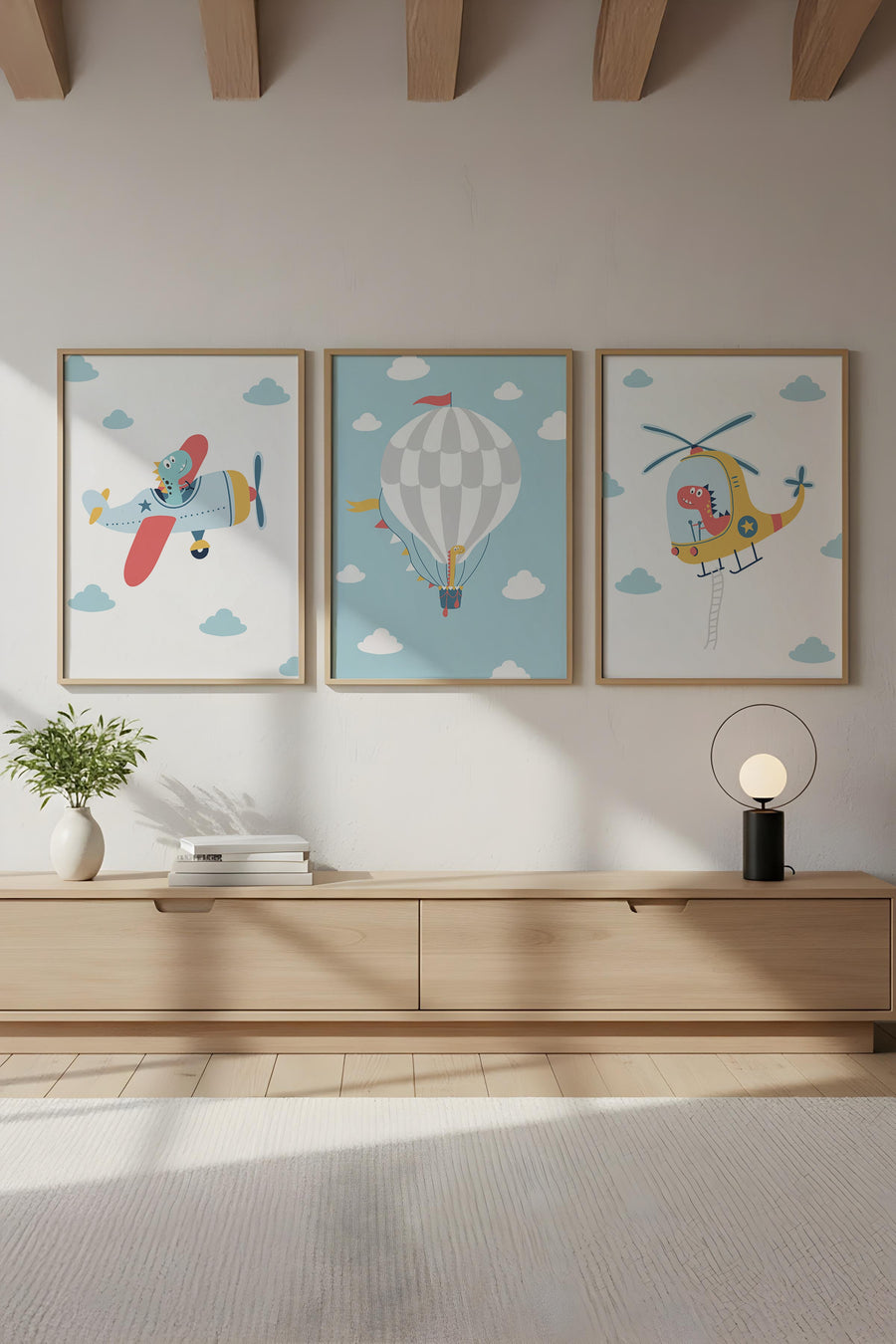 Çocuk Odası İçin Renkli Havacılık Tablo Seti - 3’lü Set | huhu191