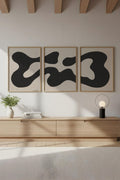 Ahşap Siyah Çerçeveli Minimalist 3’lü Tablo | Huhu199