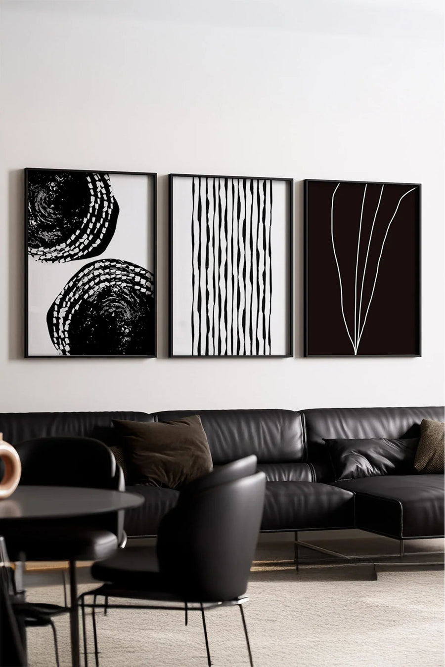 Ahşap Siyah Çerçeveli 3’lü Modern Tablo | Huhu240