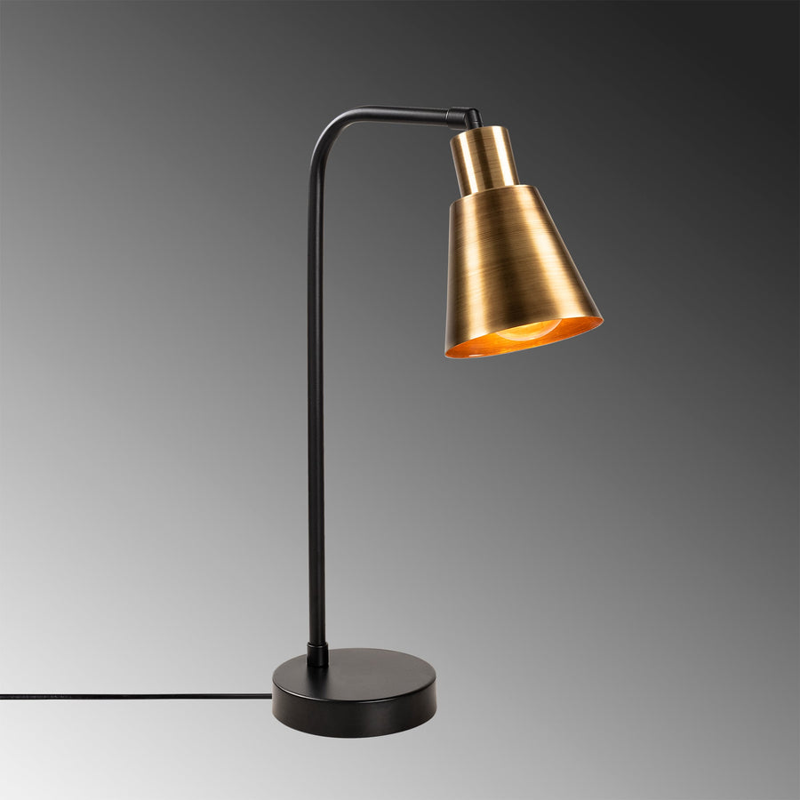 Konik Başlıklı Tekli Masa Lambası Metal - Siyah
