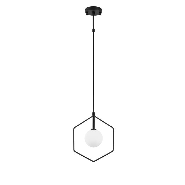 Altıgen Geometrik Camlı Tekli Sarkıt - Siyah