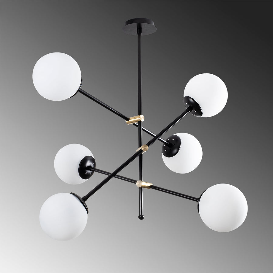 Sputnik 6'lı Cam Küre Avize - Siyah