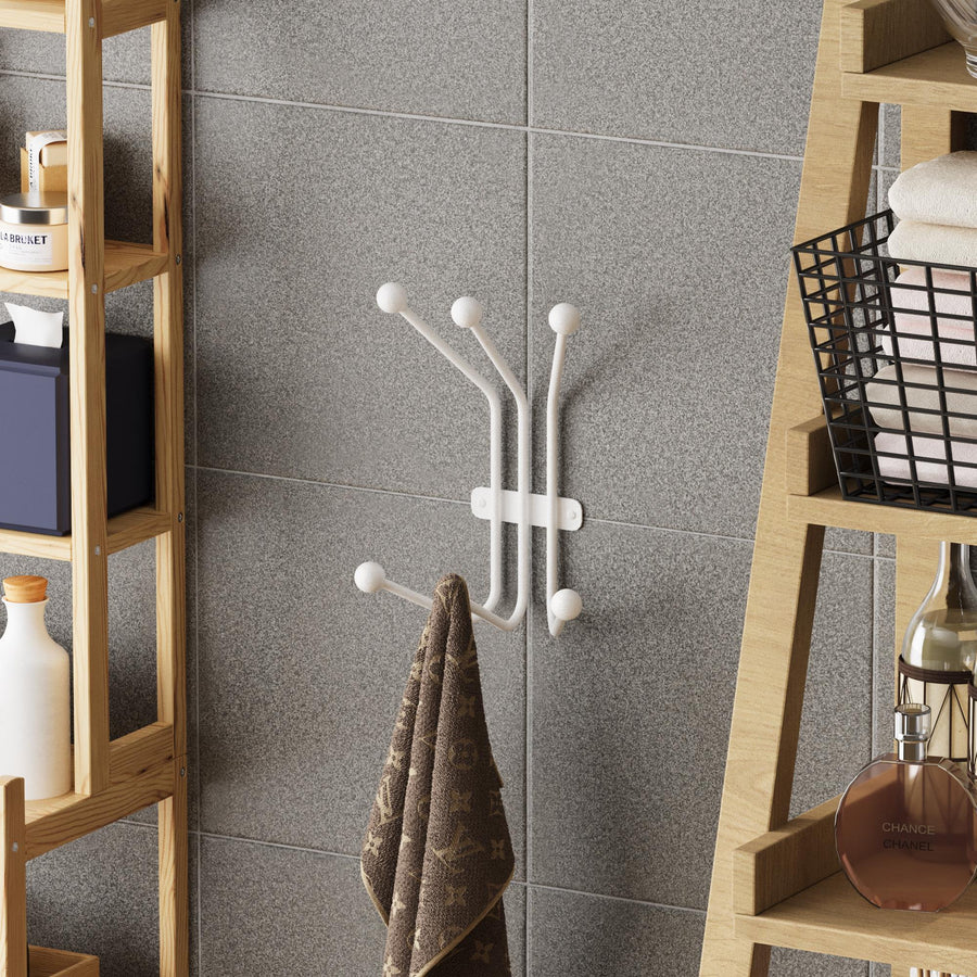 Beyaz Metal Duvar Askılığı - 5 Toplu Modern