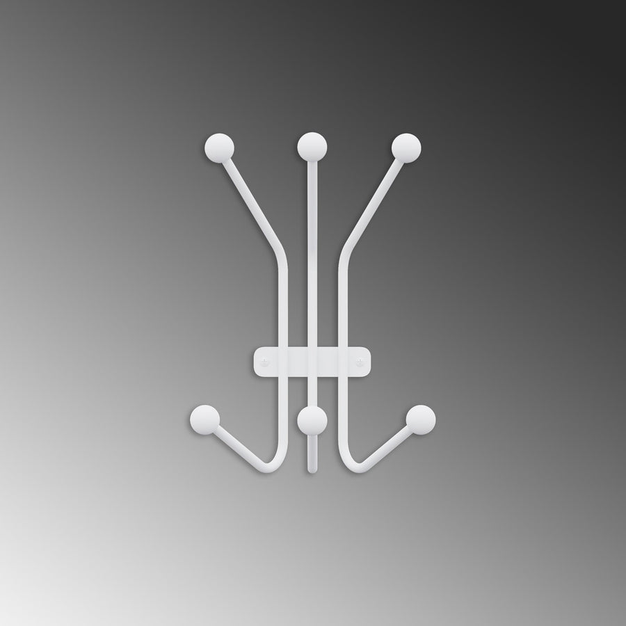 Beyaz Metal Duvar Askılığı - 5 Toplu Modern