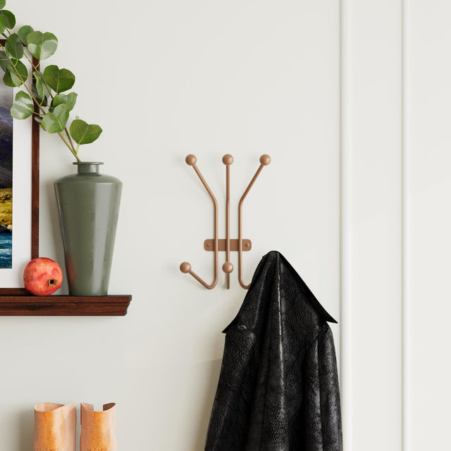 Bakır Metal Duvar Askılığı - 5 Toplu Modern