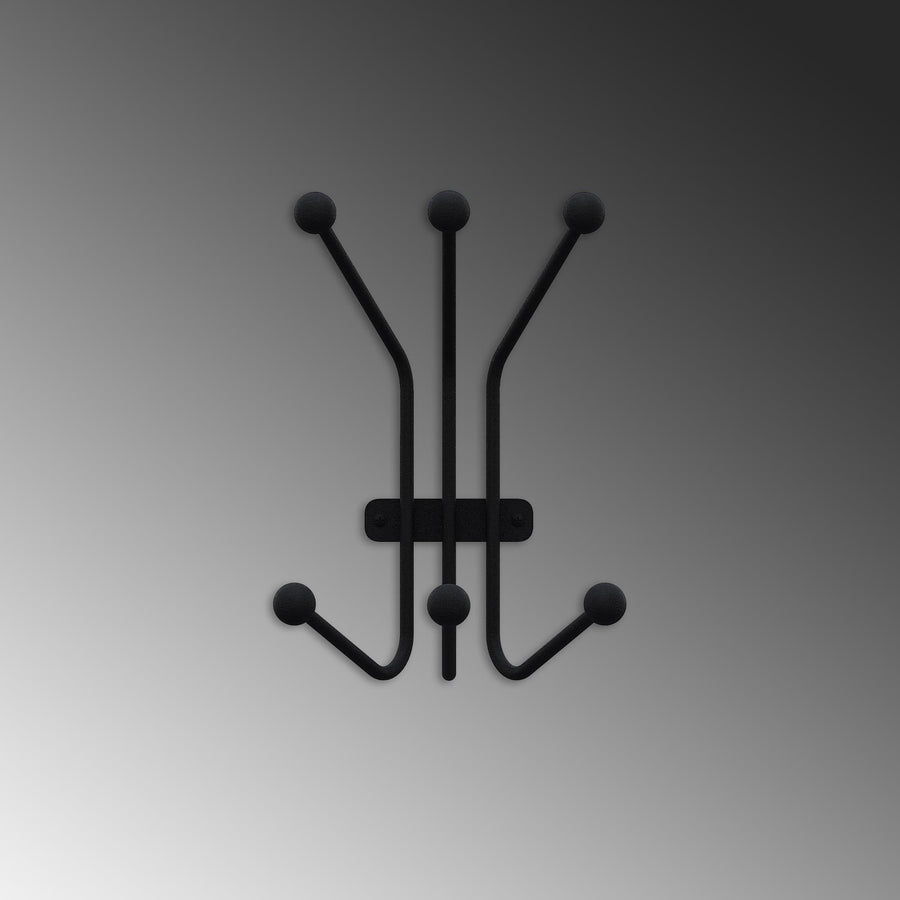 Siyah Metal Duvar Askılığı - 5 Toplu Modern