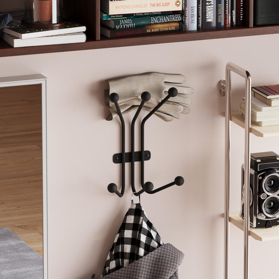 Siyah Metal Duvar Askılığı - 5 Toplu Modern