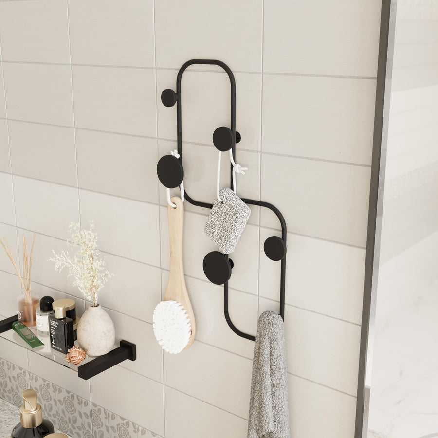 Oval Küre Kancalı Metal Duvar Askısı - Siyah