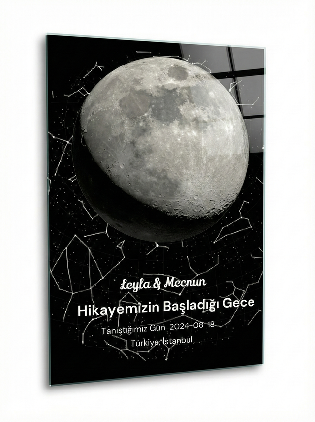 🌙 Kişiye Özel Ay Evresi Cam Tablosu