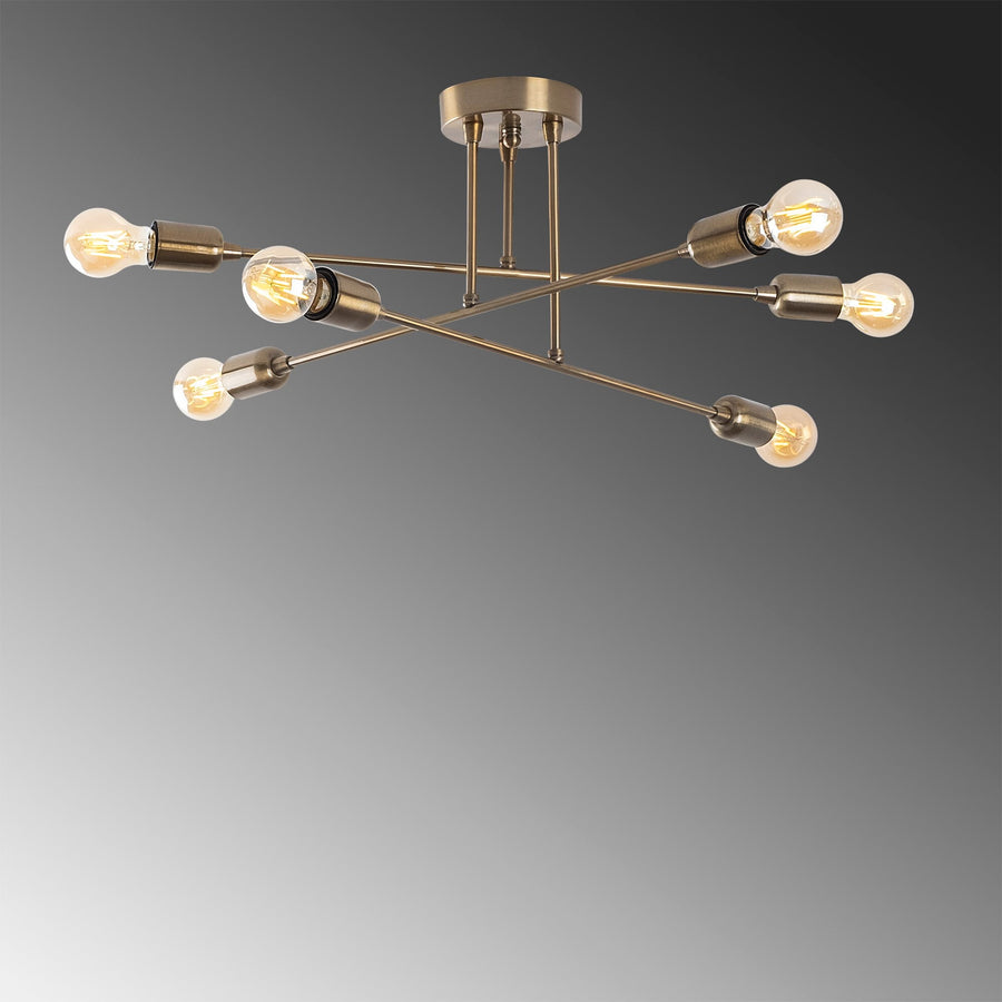 Sputnik 6'lı Metal Plafonyer - Gumus