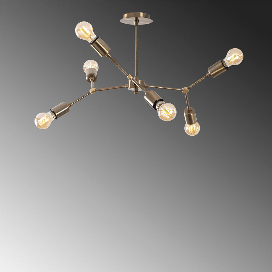 Sputnik 6'lı Metal Avize Eskitme - Altin