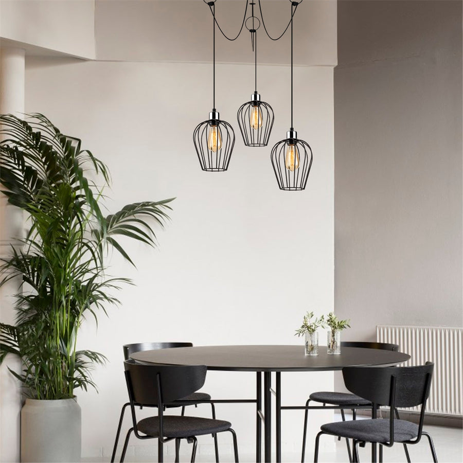 Armut Tel Kafes 3'lü Örümcek Sarkıt - Siyah