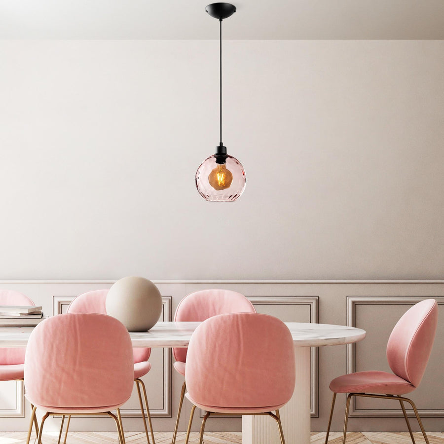 Küresel Dokulu Cam Tekli Sarkıt - Pembe