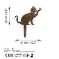Oyun Pozu Kedi Metal Bahçe Dekoru - Kahve