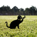 Oyun Pozu Kedi Metal Bahçe Dekoru - Siyah