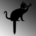 Oyun Pozu Kedi Metal Bahçe Dekoru - Siyah