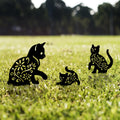 Kedi Ailesi Metal Bahçe Dekoru - Siyah