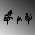 Kedi Ailesi Metal Bahçe Dekoru - Siyah