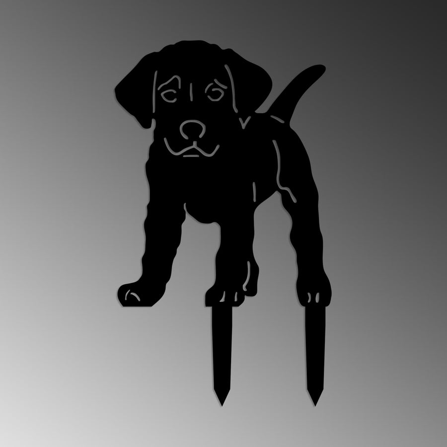 Labrador Yavrusu Metal Bahçe Dekoru - Siyah
