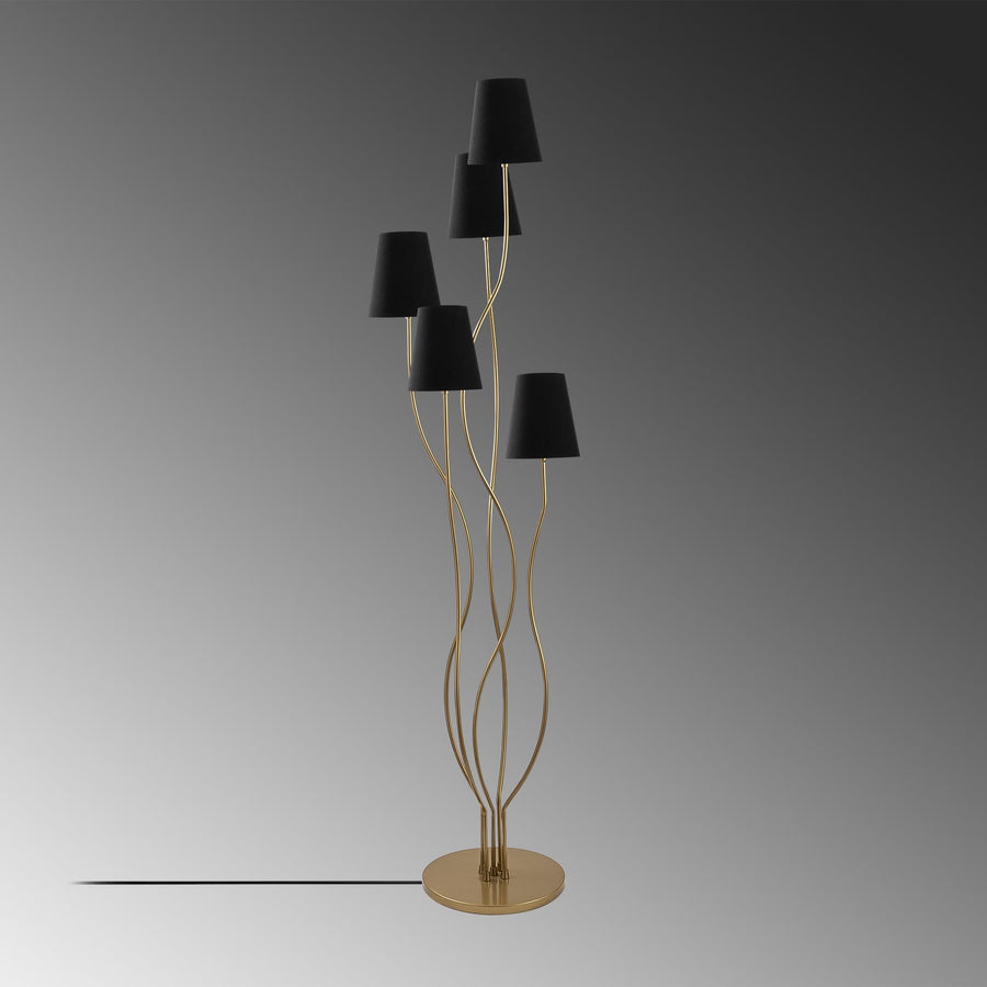 Abajurlu 5'li Lambader Metal - Siyah