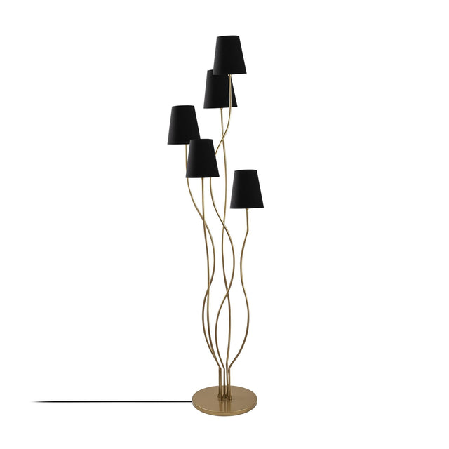 Abajurlu 5'li Lambader Metal - Siyah