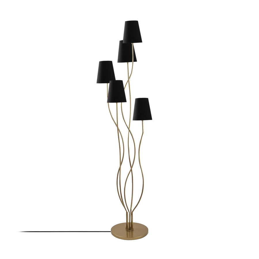 Abajurlu 5'li Lambader Metal - Siyah