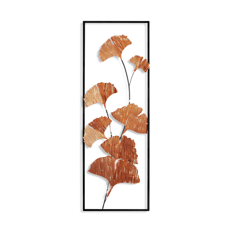 Ginkgo Yaprak Metal Duvar Panosu - Bakir