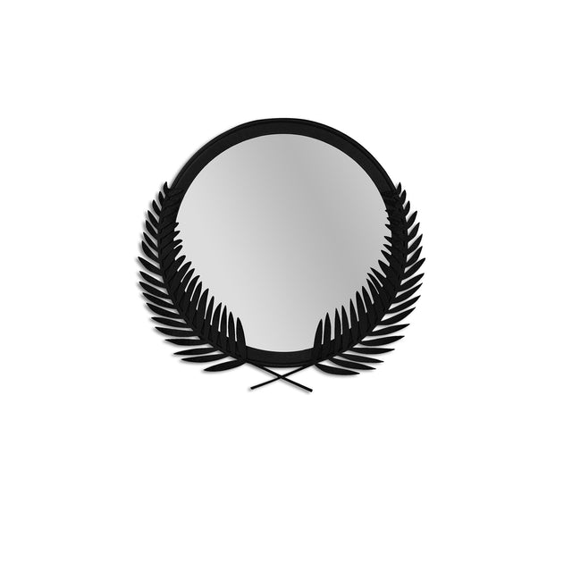 Defne Çelenk Metal Ayna - Siyah