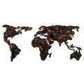 Dünya Haritası Metal Duvar Panosu - Kahve