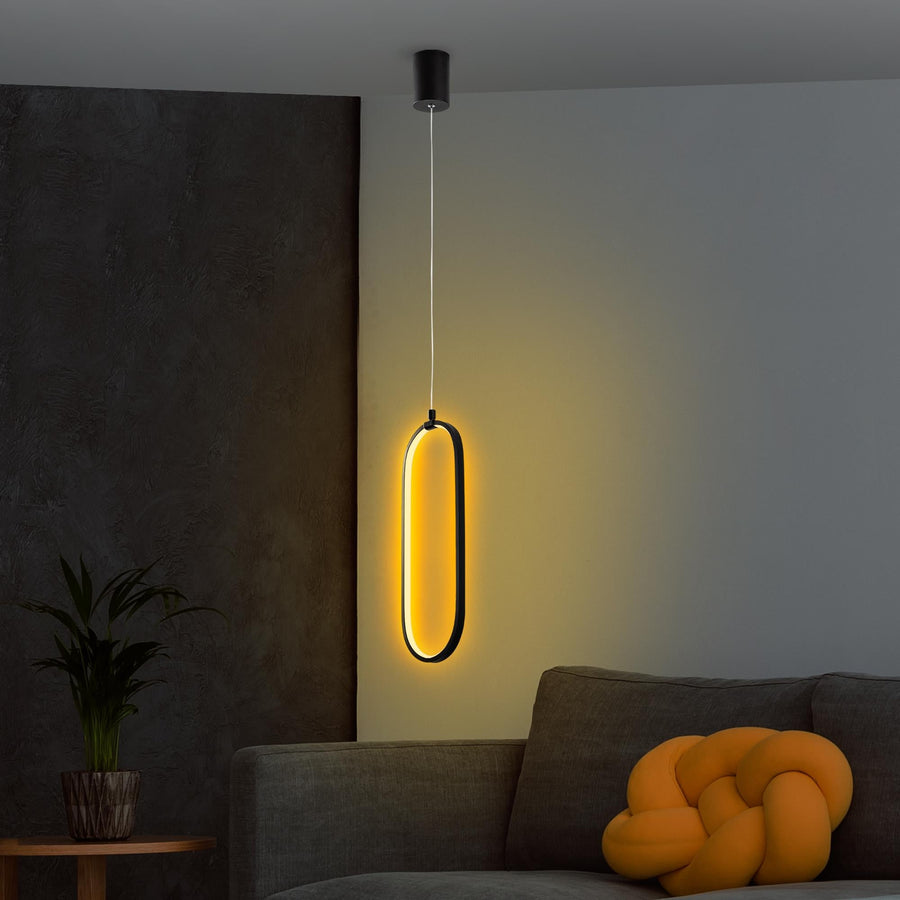 Oval LED Metal Tekli Sarkıt - Siyah