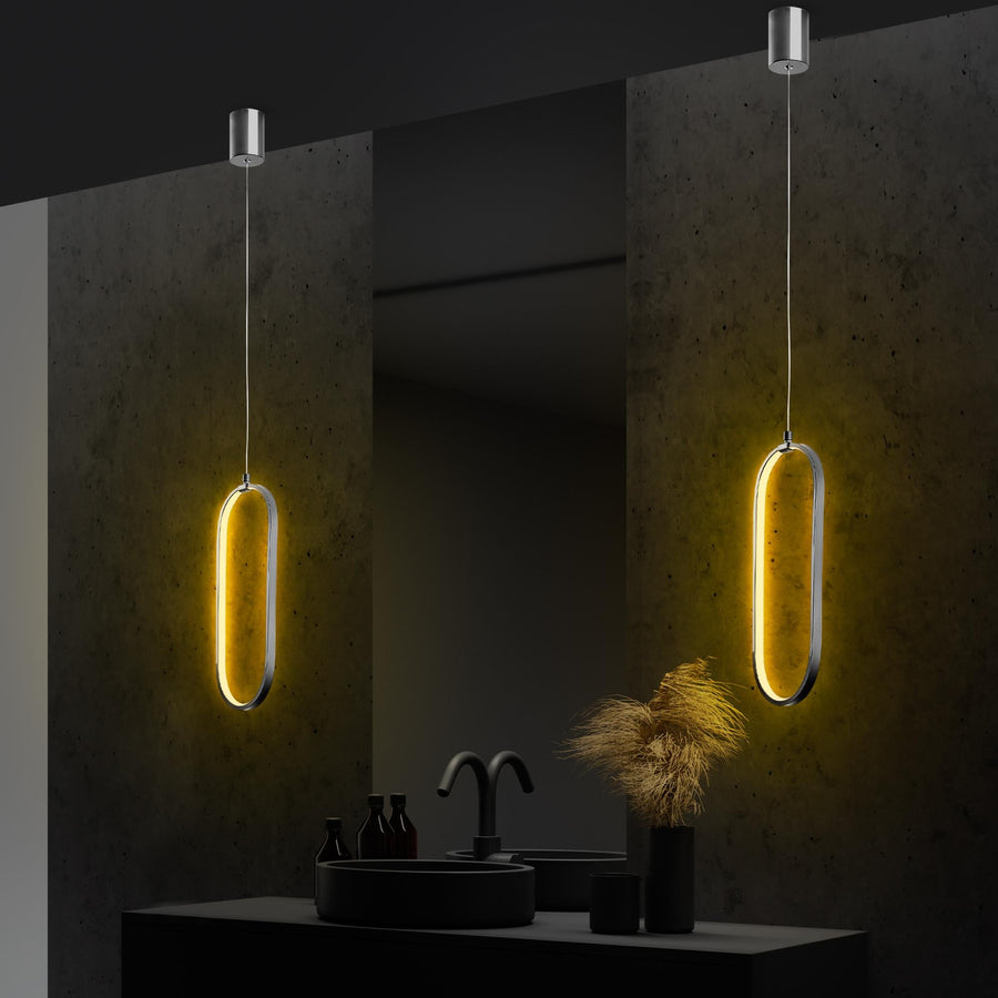 Oval LED Metal Tekli Sarkıt - Krom
